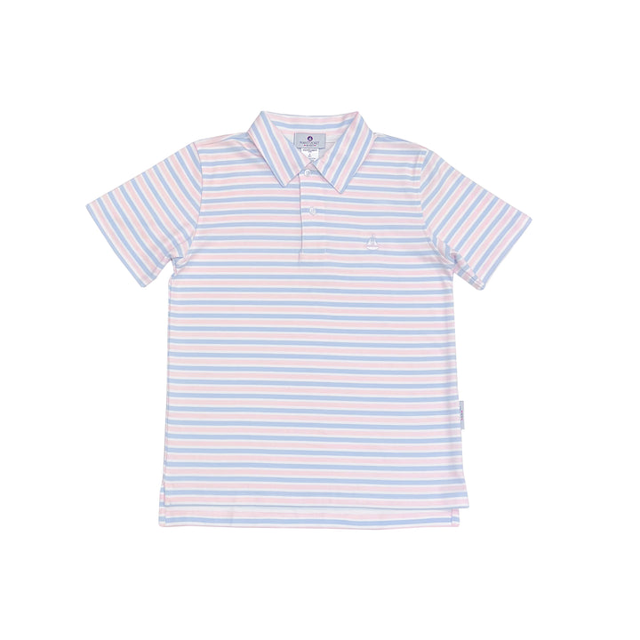 Set Sail Pima Polo-Chatham Bars Blue/Primrose Stripe
