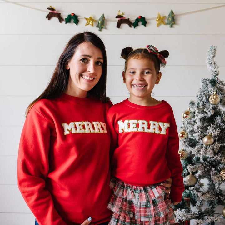 Merry Patch Christmas Sweatshirt - Kids Holiday Sweatshirt: 4T