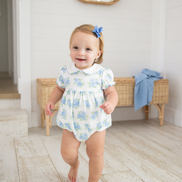 Baby Girl Ramona Ruffle Bubble-Handful Of Hydrangeas