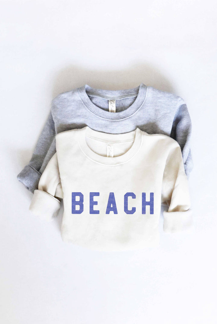 BEACH Toddler Unisex Graphic Sweatshirt-HEATHER DUST