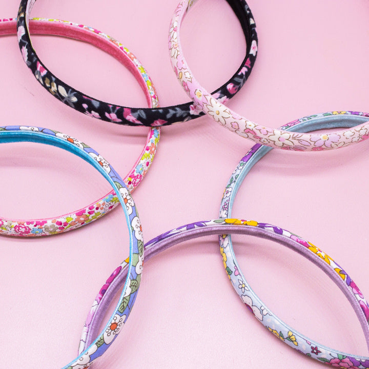 Thin Floral Headband - Non Slip Hair Accessories for Kids: Light Blue