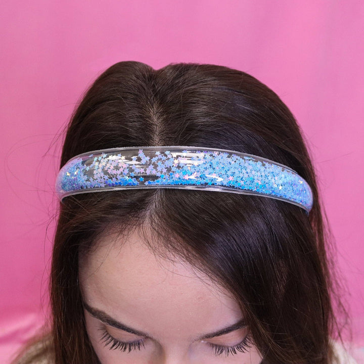 Shaker Glitter Headband with Teeth: Purple