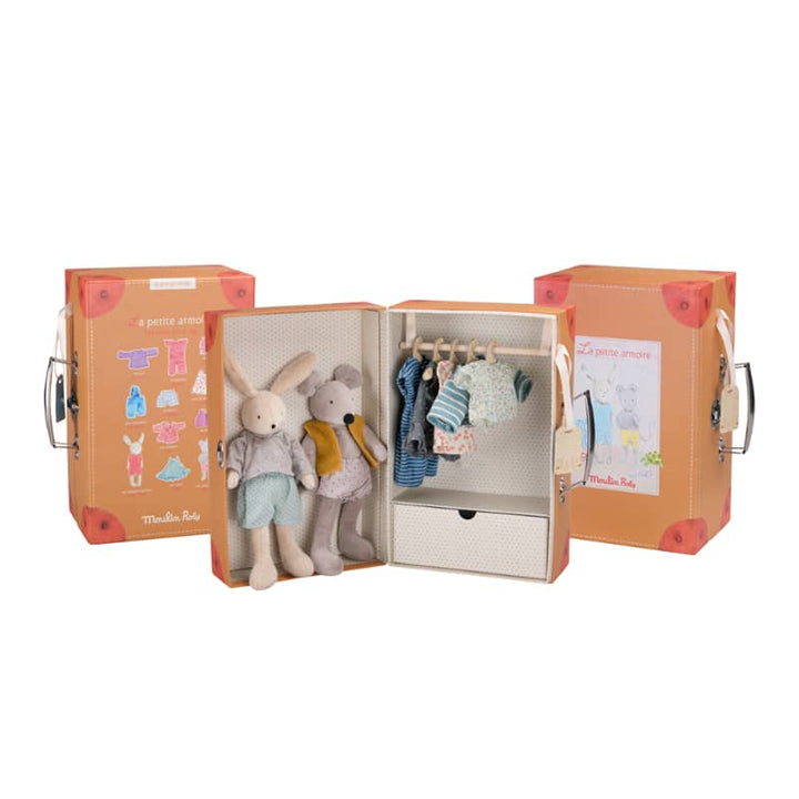 Moulin Roty Suitcase Rabbit & Mouse Wardrobe