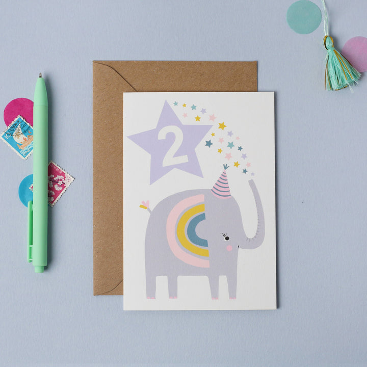 Age 2 Purple Kid's Birthday Card | Children’s Birthday Card