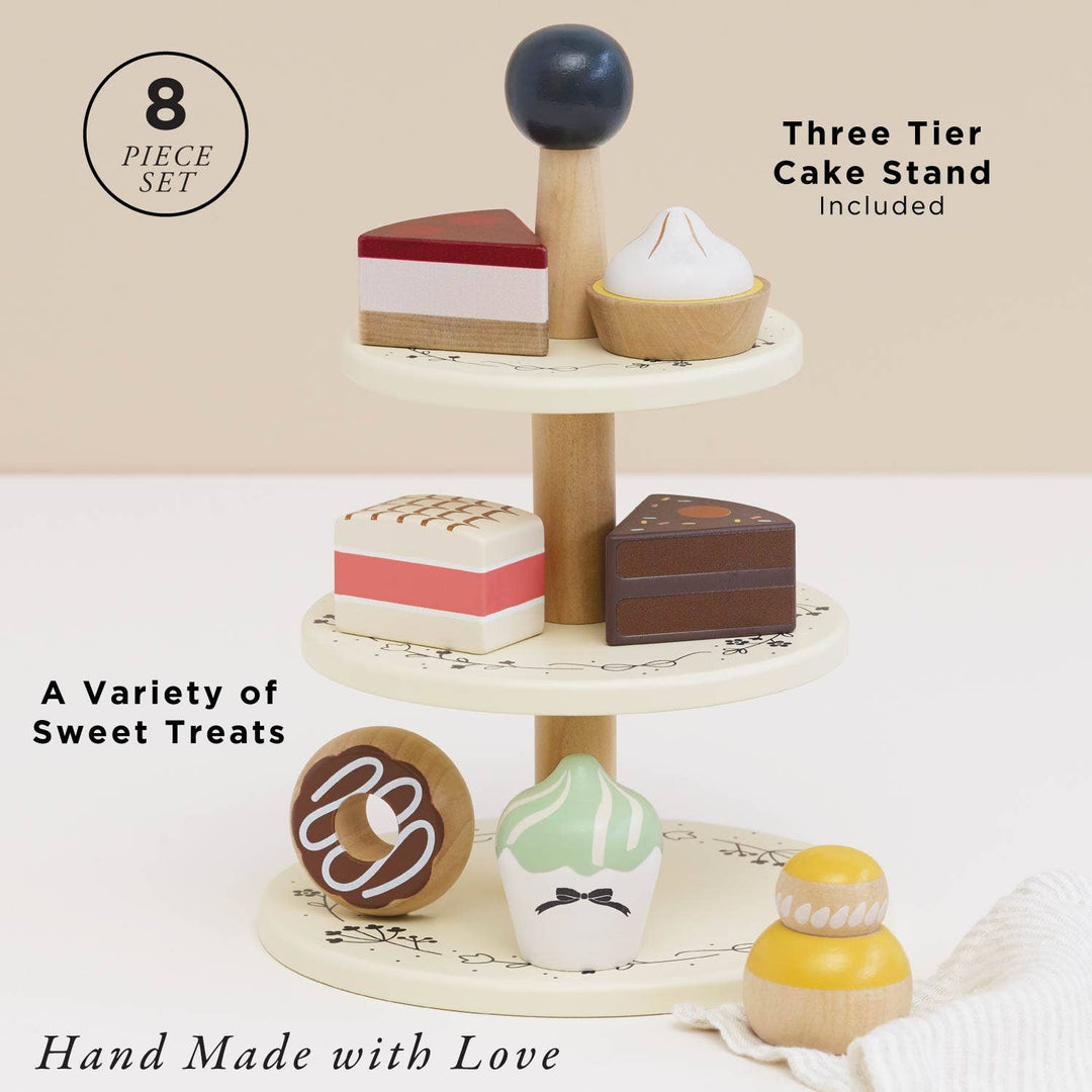 Wooden Toy Cake Stand & Selection of 7 Eco-Friendly Treats