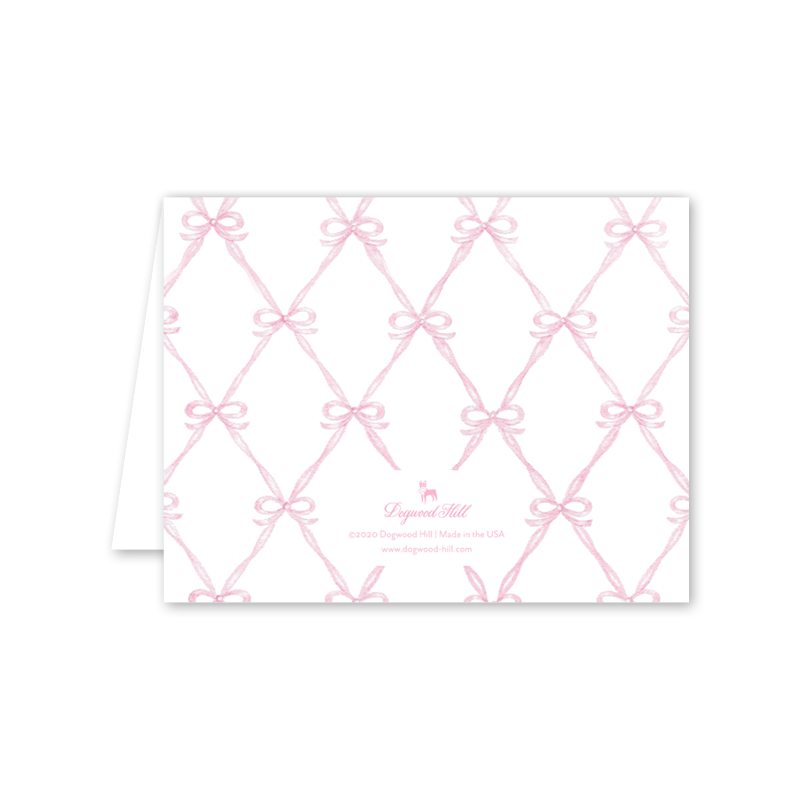 Rattle and Bow Pink Baby Card