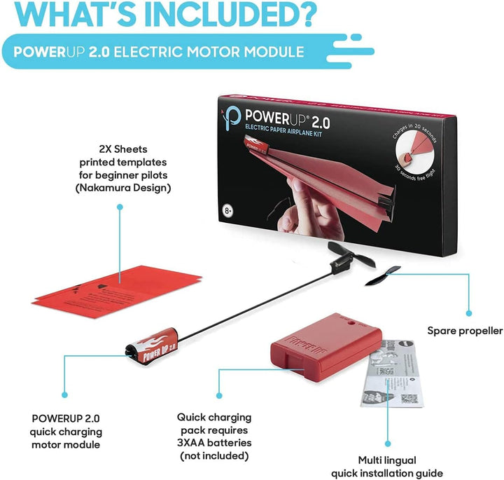 POWERUP 2.0 Paper Airplane Conversion Kit | Electric Motor for DIY Paper Planes