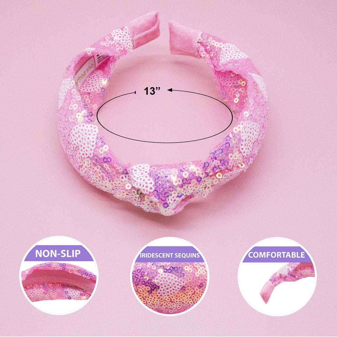 Sequin Heart Valentine's Day Knot Headband