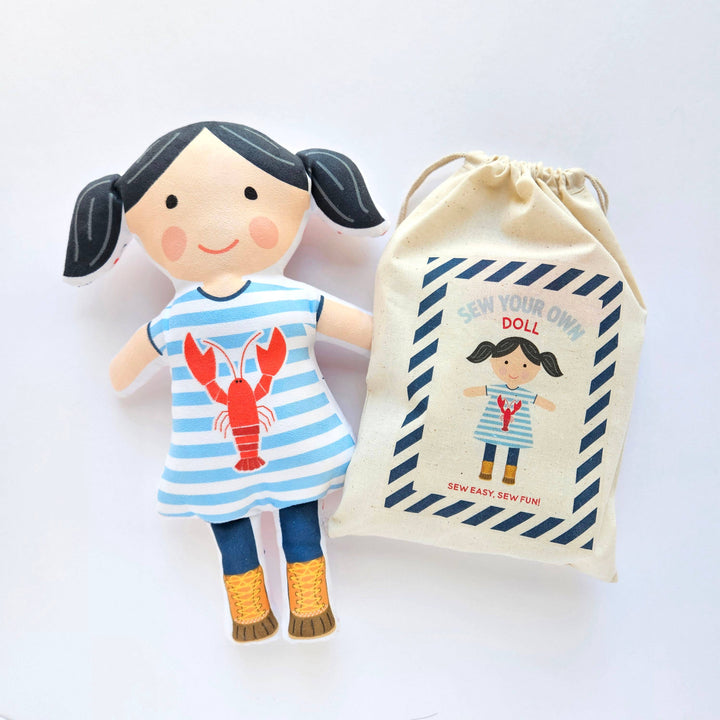 Sew Your Own Lobster Girl Doll Kit, Beginner Sewing Kit