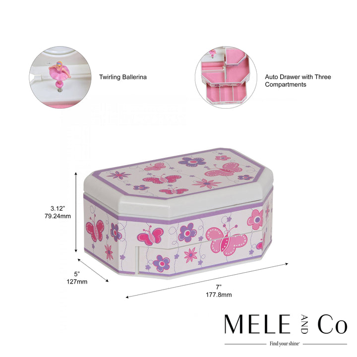 Mele and Co Kelsey Girls Musical Ballerina Jewelry Box: White / Swan Lake / Girls Musical Ballerina Jewelry Box