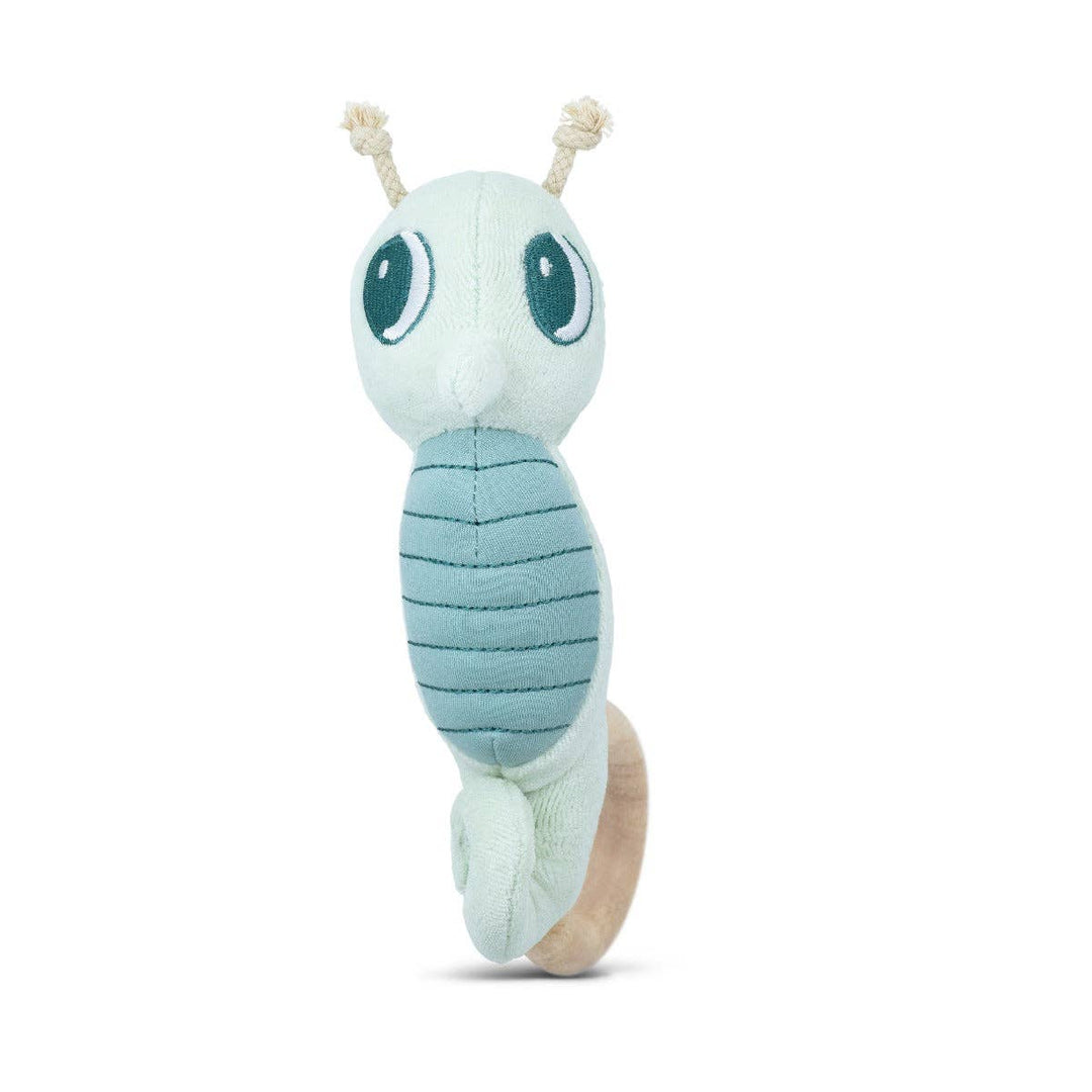 Teal Seahorse Teething Rattle: Teal
