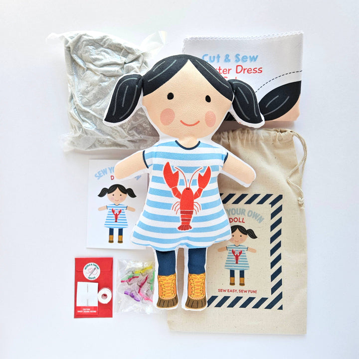 Sew Your Own Lobster Girl Doll Kit, Beginner Sewing Kit