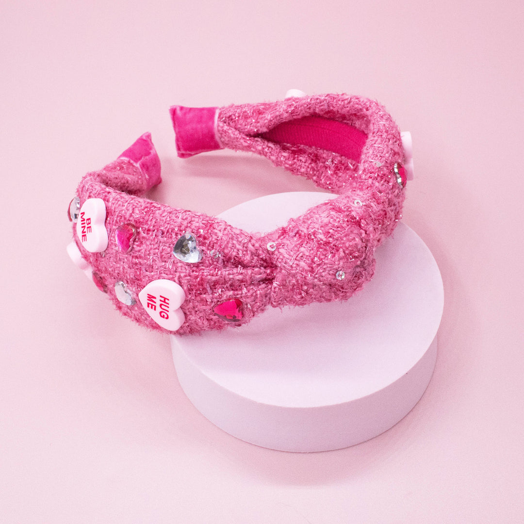 Candy Valentines Day Heart Embellished Knot Headband