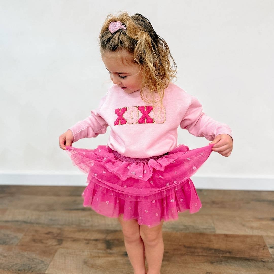 XOXO Patch Valentine's Day Sweatshirt - Pink - Kids Clothing: 4T