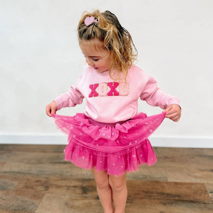 XOXO Patch Valentine's Day Sweatshirt - Pink - Kids Clothing: 4T