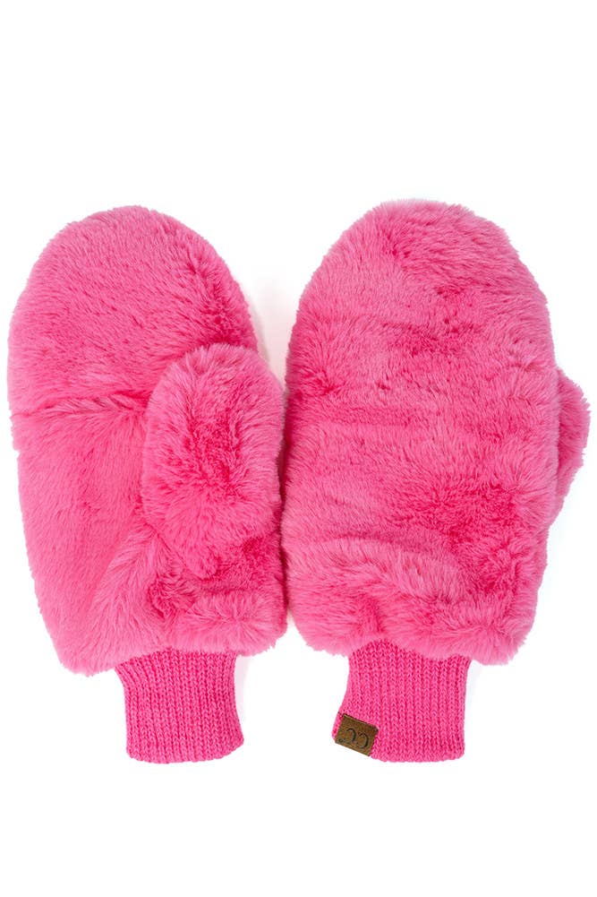 C.C Faux Fur Mittens with Shepherd Lining: Black