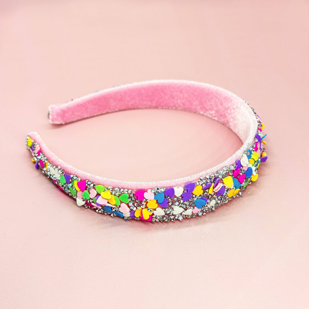 Candy Heart Headband - Confetti Hair Band: Rainbow