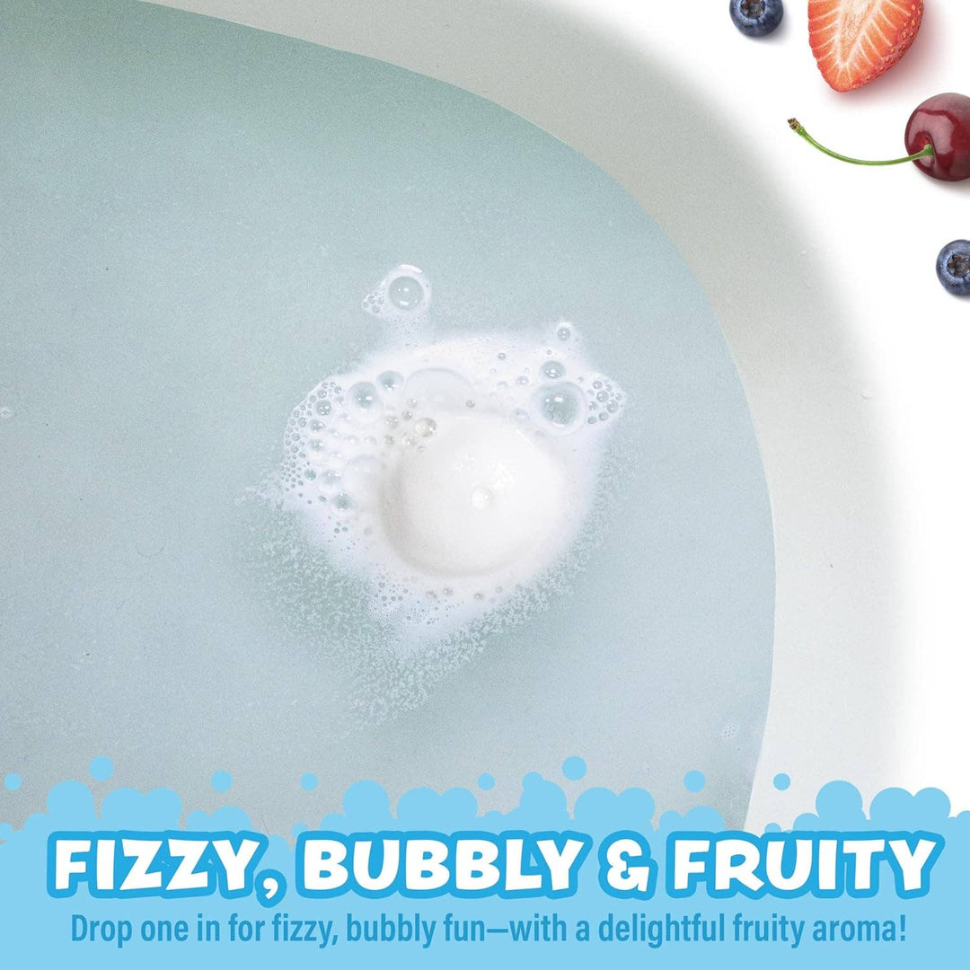 Tub Works® Fruity Fizzers™ Bubbling Bath Bombs for Kids, Variety 12 Pack | Dye-Free & Naturally-Derived