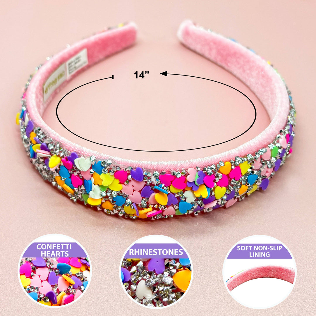 Candy Heart Headband - Confetti Hair Band: Rainbow