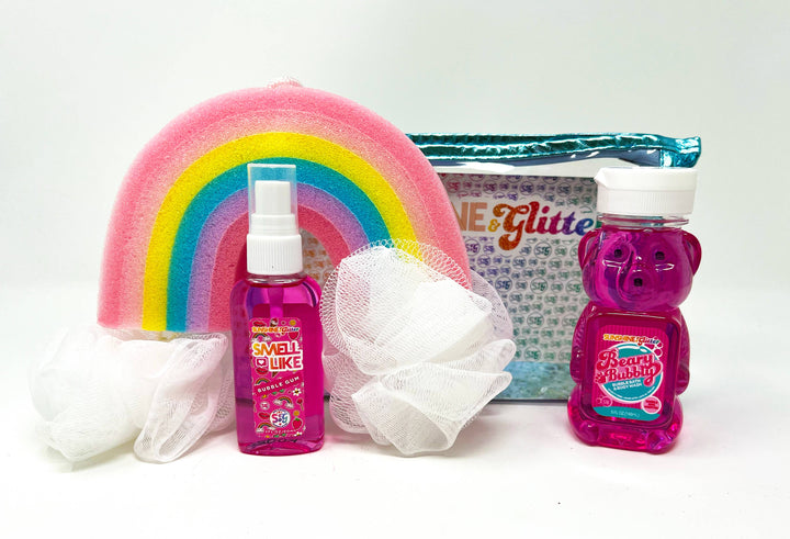 Sunshine & Glitter Beary Bubbly Gift Set: Purple Cosmetic Bag