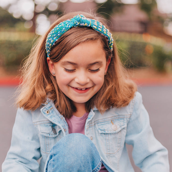 Kids Knot Headband - Confetti Hair Accessories for Girls: Aqua