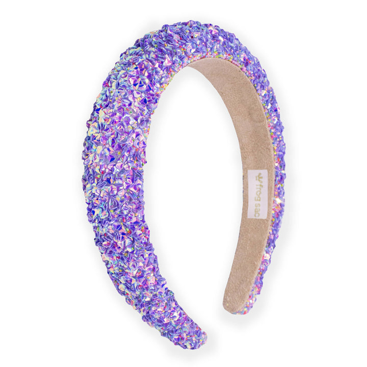 Kids Padded Headband - Chunky Sequin Hair Band: Purple