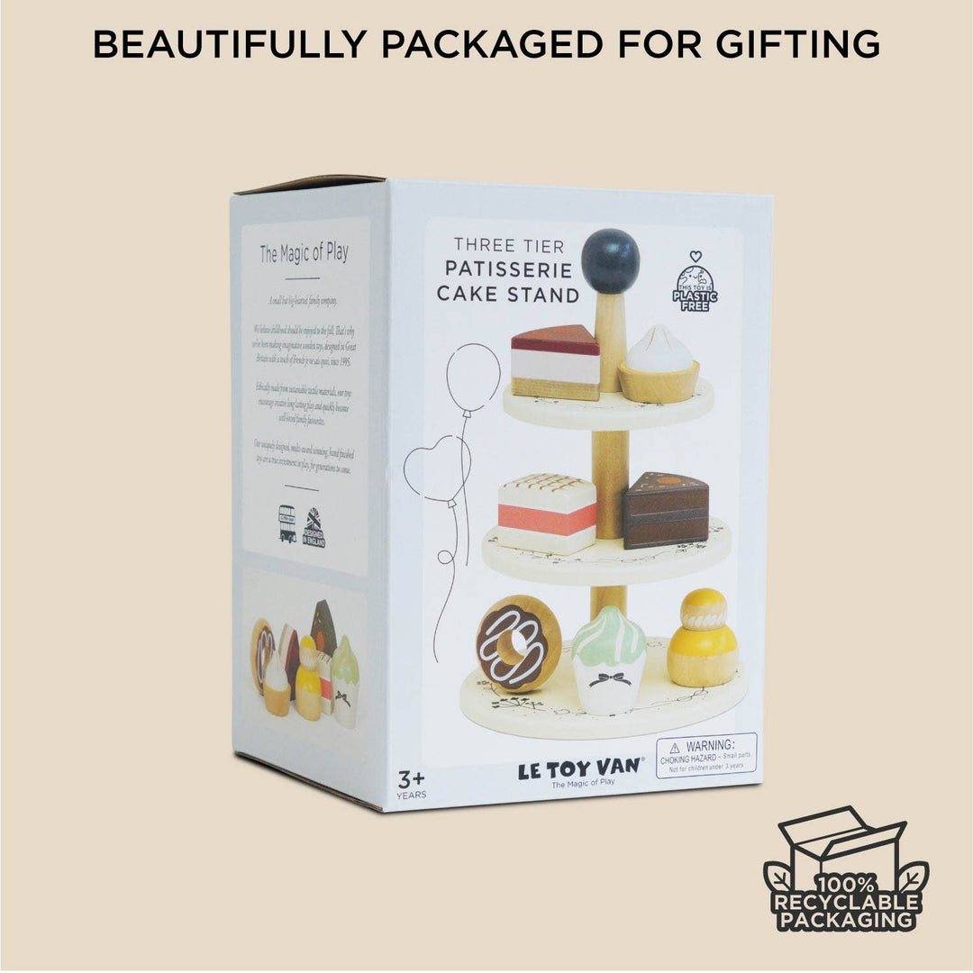 Wooden Toy Cake Stand & Selection of 7 Eco-Friendly Treats