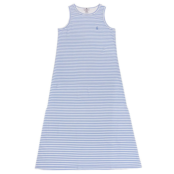 Women's Maxi Dress-Hydrangea Blue Stripe
