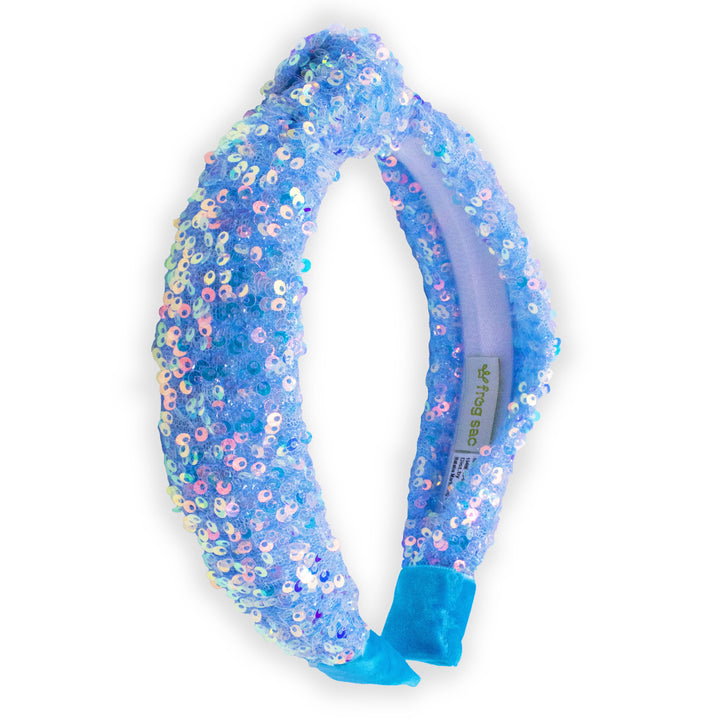 Kids Knot Headband - Sequin Knotted Hair Band Accessories: Blue