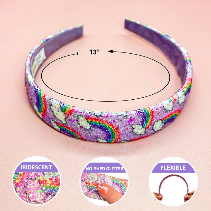 Rainbow Glitter Headband - Kids Hair Accessories: Purple