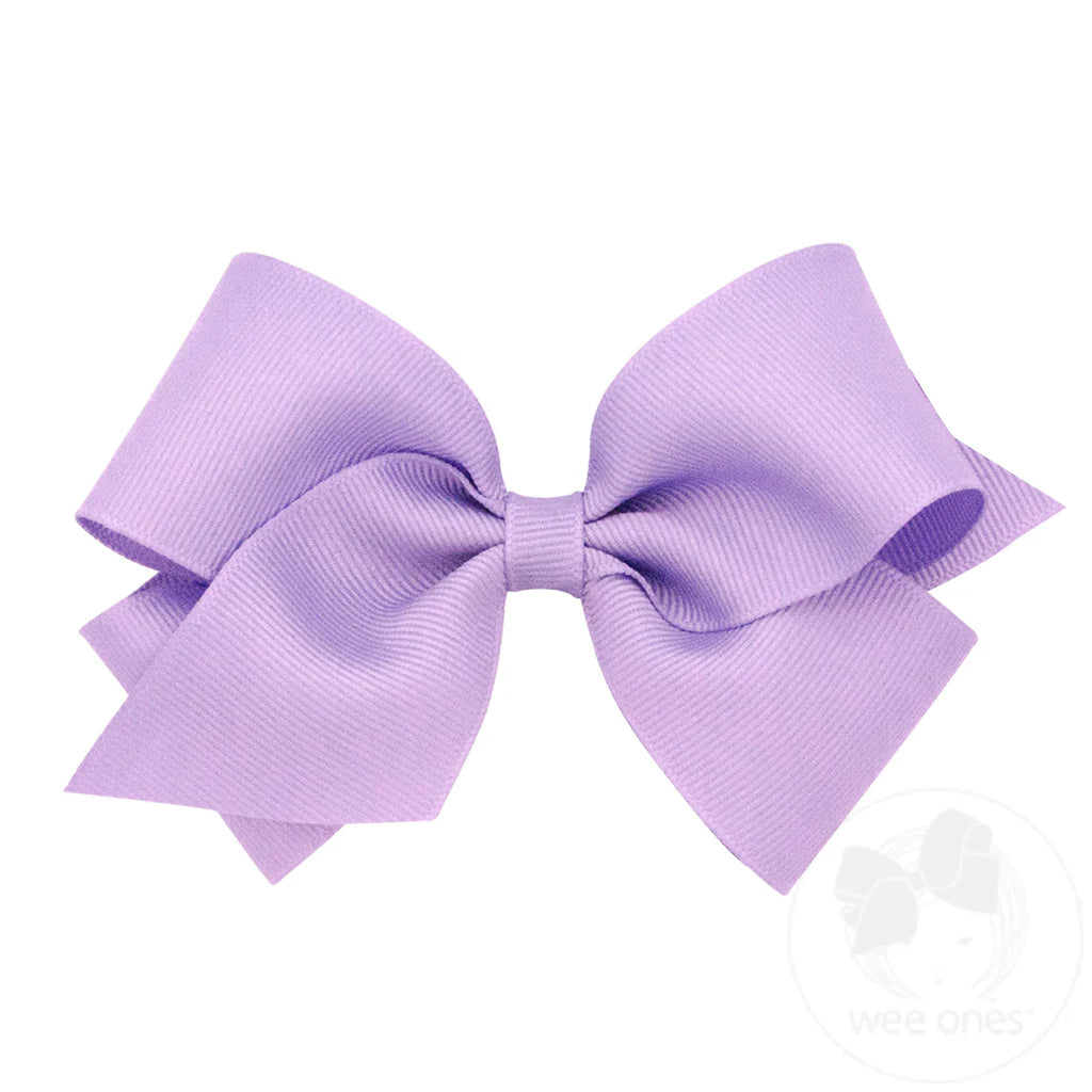 Small Classic Grosgrain Hair Bow-Lt Orchid