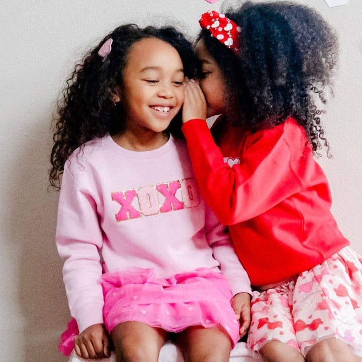 XOXO Sequin Patch Valentine's Day Sweatshirt - Kids Crewneck: 5/6Y