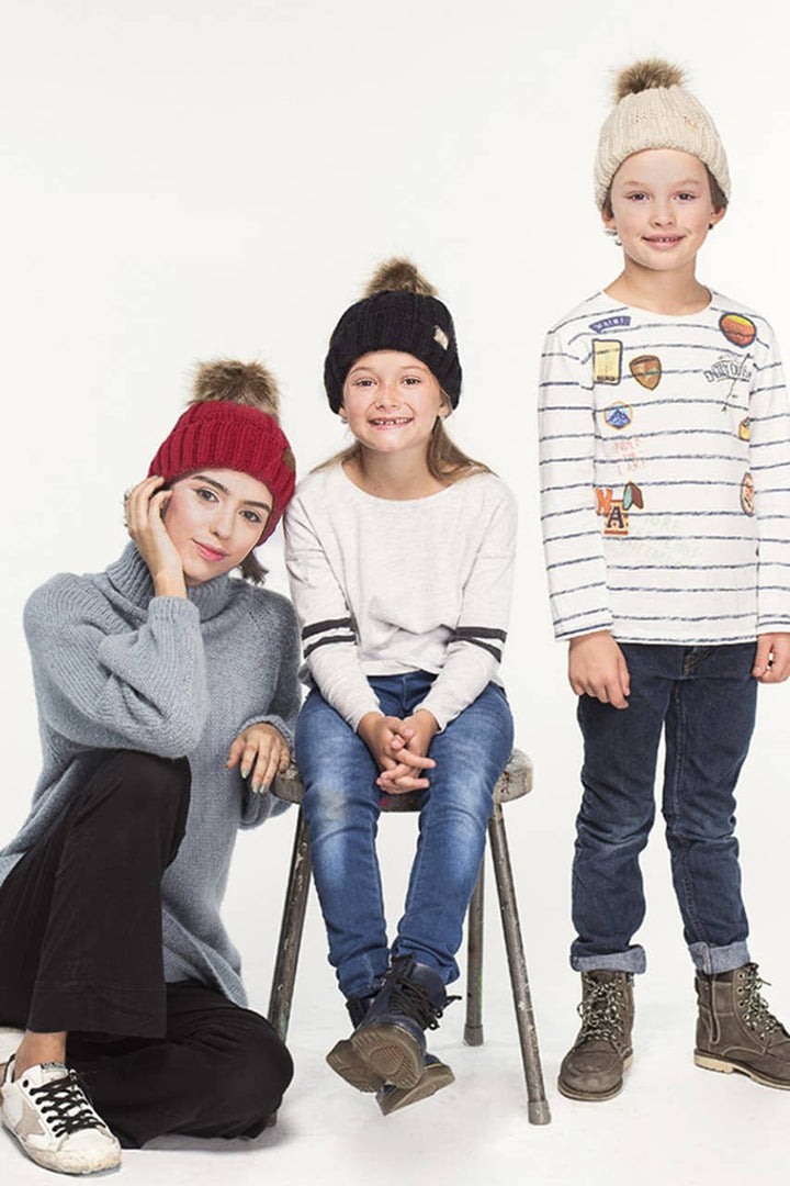 CC Kids Solid Color Lining Beanie: Pale Pink