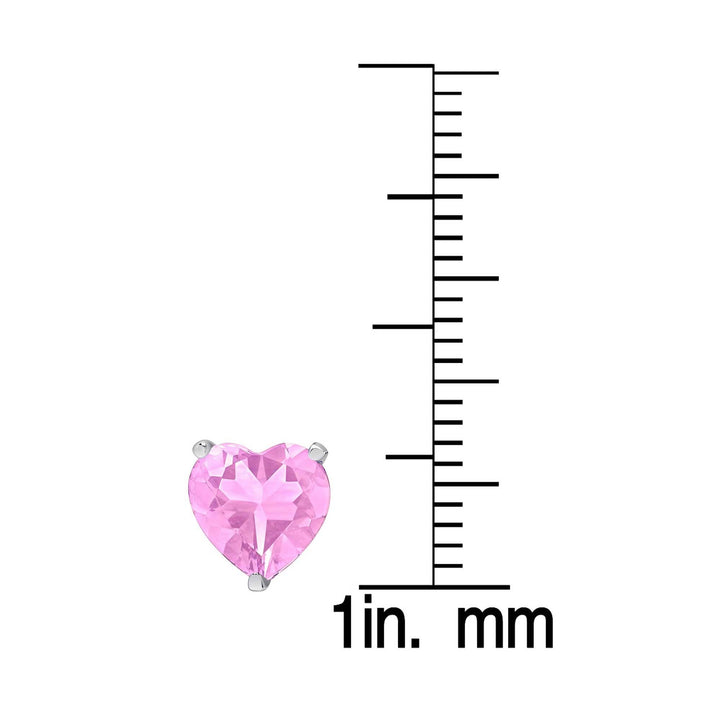 Heart CZ Stud Earrings in Sterling Silver (Pink)