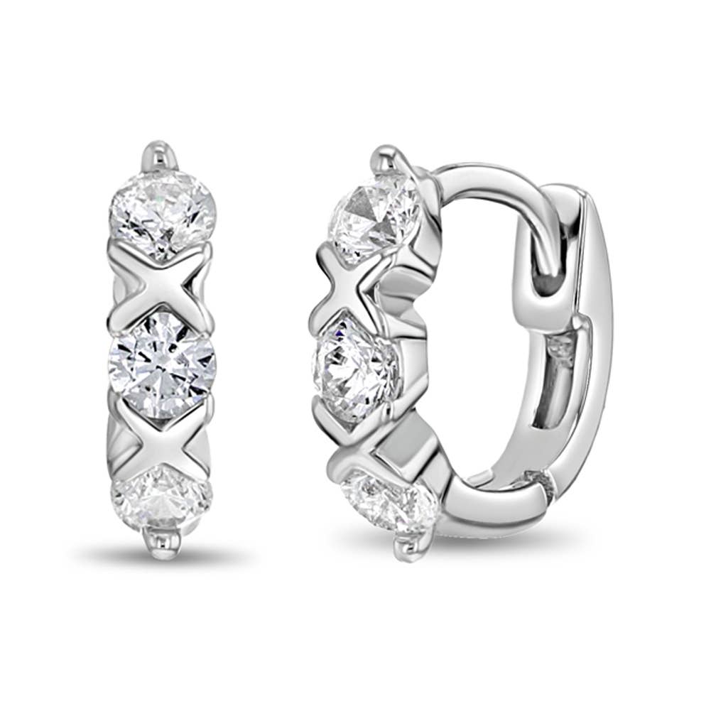 XOXO CZ 8mm Children's Girls Earrings Hoop - Sterling Silver