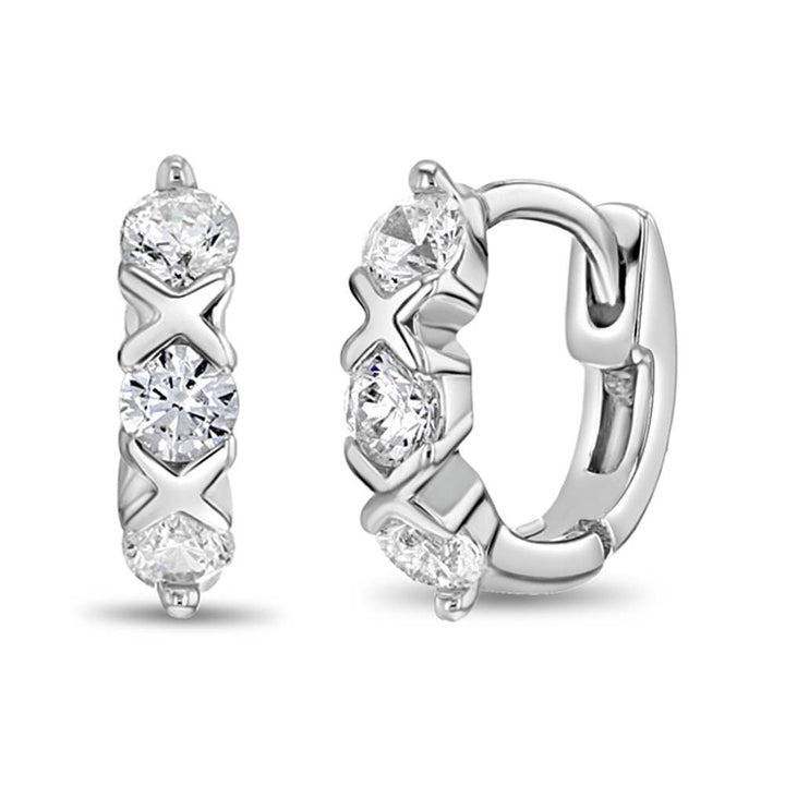 XOXO CZ 8mm Children's Girls Earrings Hoop - Sterling Silver