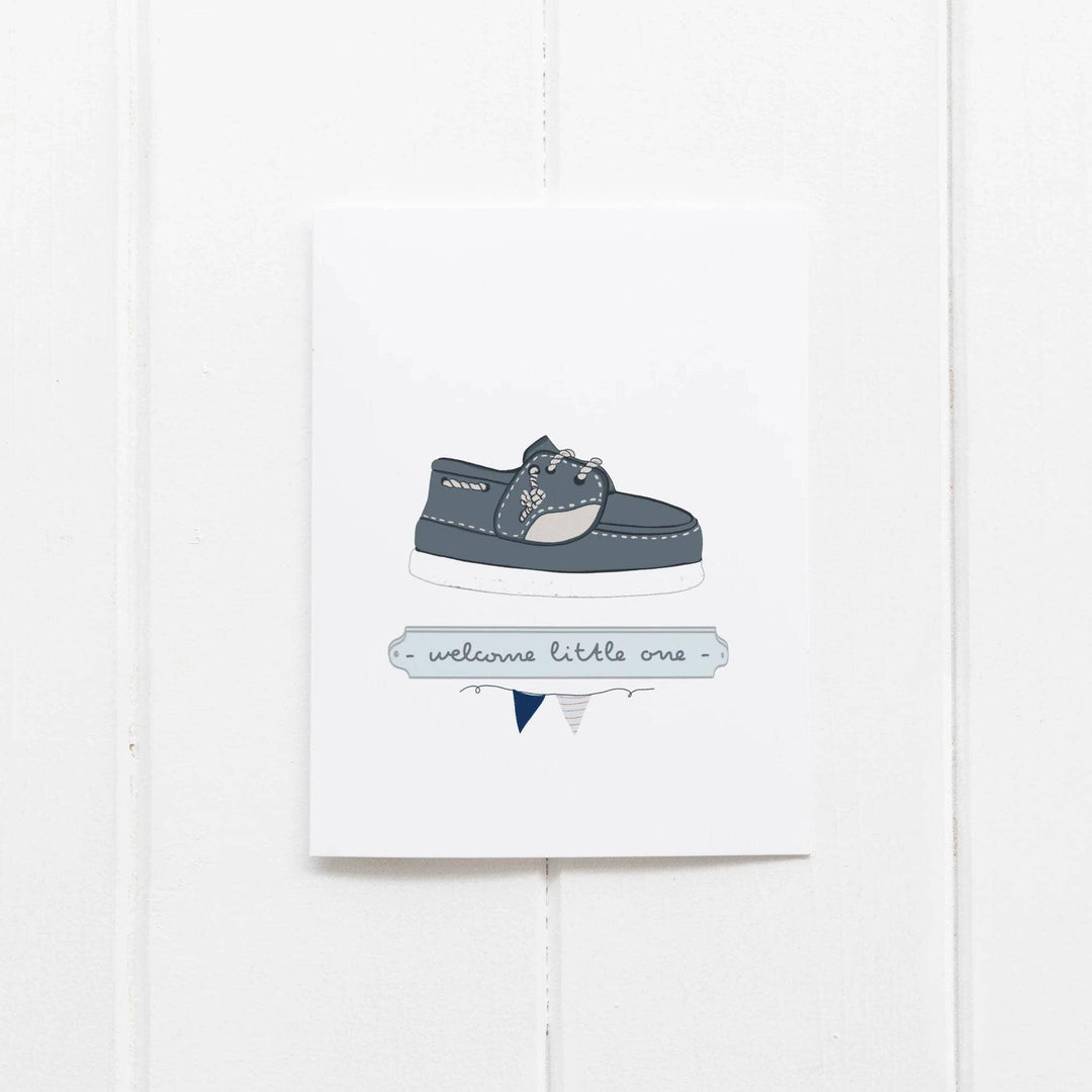 Baby Boat Shoe Welcome Little One Greeting Card