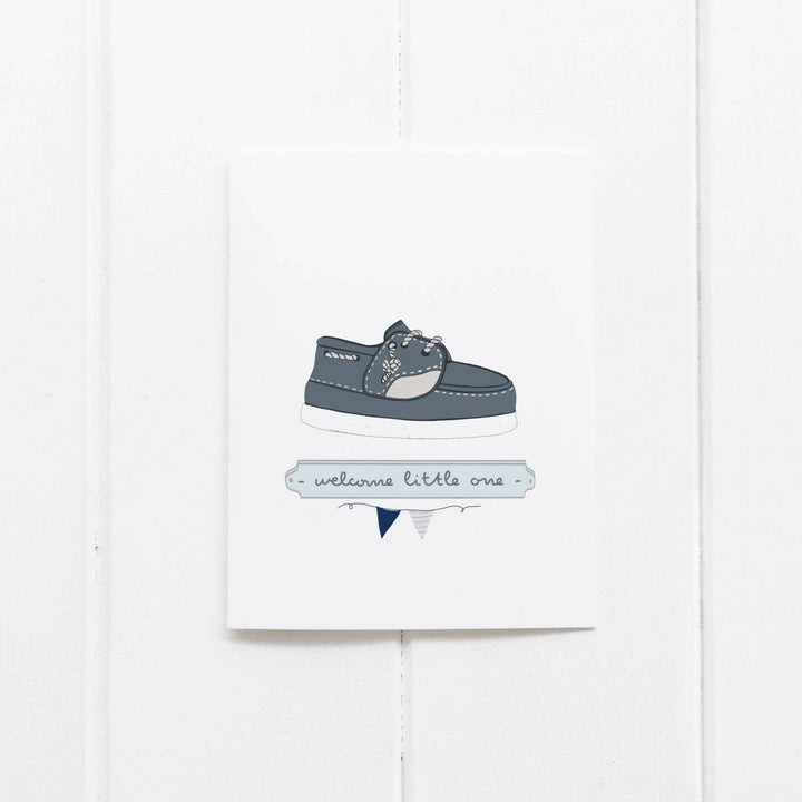 Baby Boat Shoe Welcome Little One Greeting Card