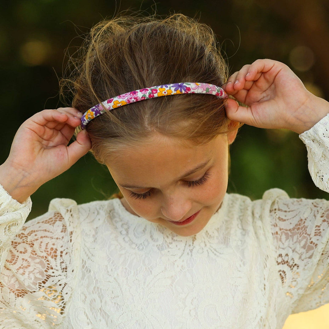 Thin Floral Headband - Non Slip Hair Accessories for Kids: Light Blue