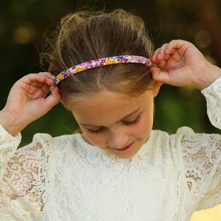Thin Floral Headband - Non Slip Hair Accessories for Kids: Light Blue