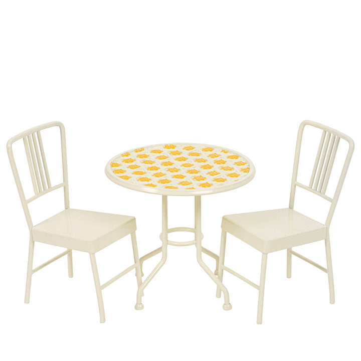 Table and Chairs Sunny Yellow Floral Pattern