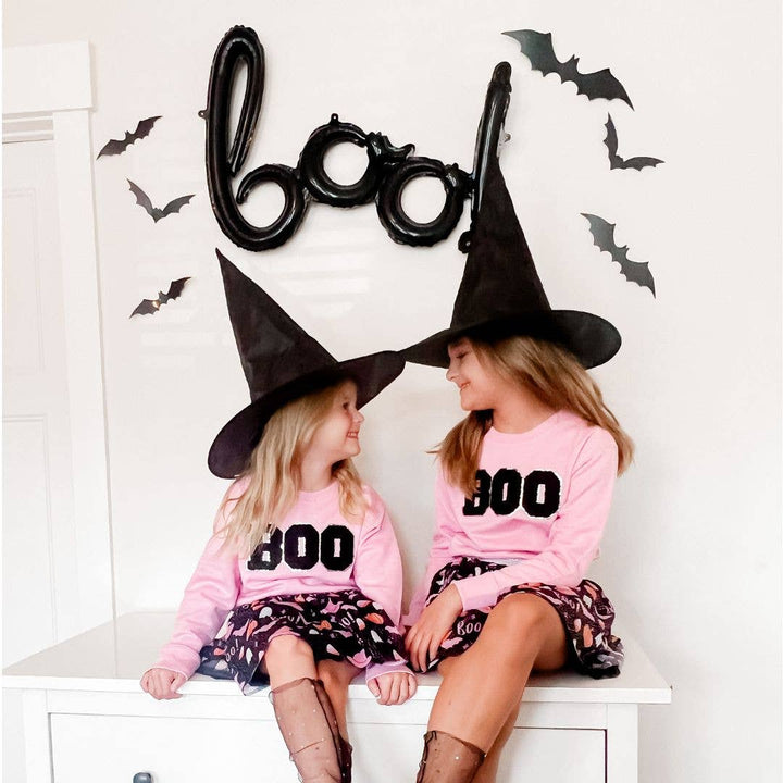 Boo Patch Halloween Sweatshirt - Pink: 7/8Y