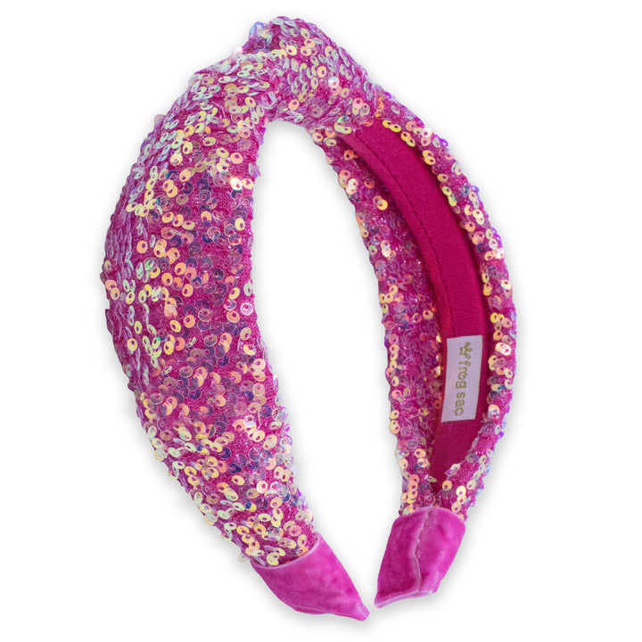 Sparkly Sequin Knot Headband: Hot Pink