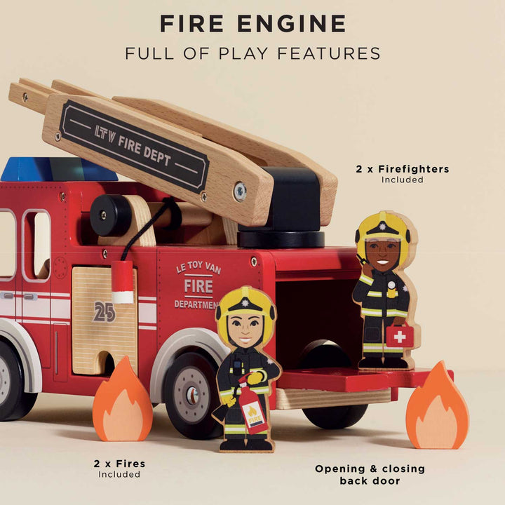 Wooden Toy Fire Engine & Characters