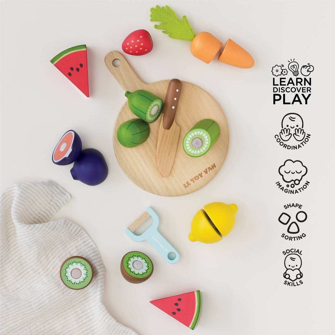 Wooden Chopping Board &amp; Sliceable Play Food