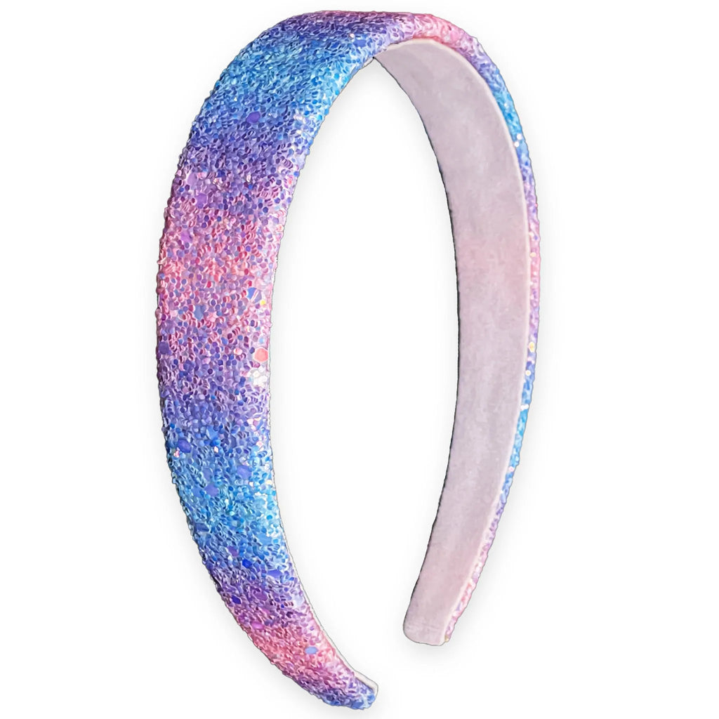 Tapered Chunky Glitter Headband: Rainbow