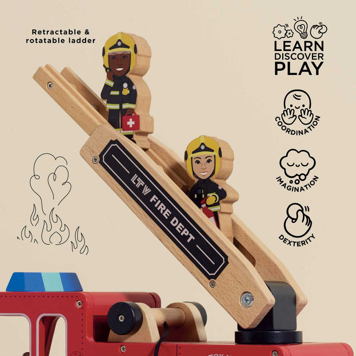 Wooden Toy Fire Engine & Characters