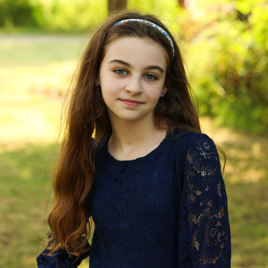 Thin Floral Headband - Non Slip Hair Accessories for Kids: Light Blue