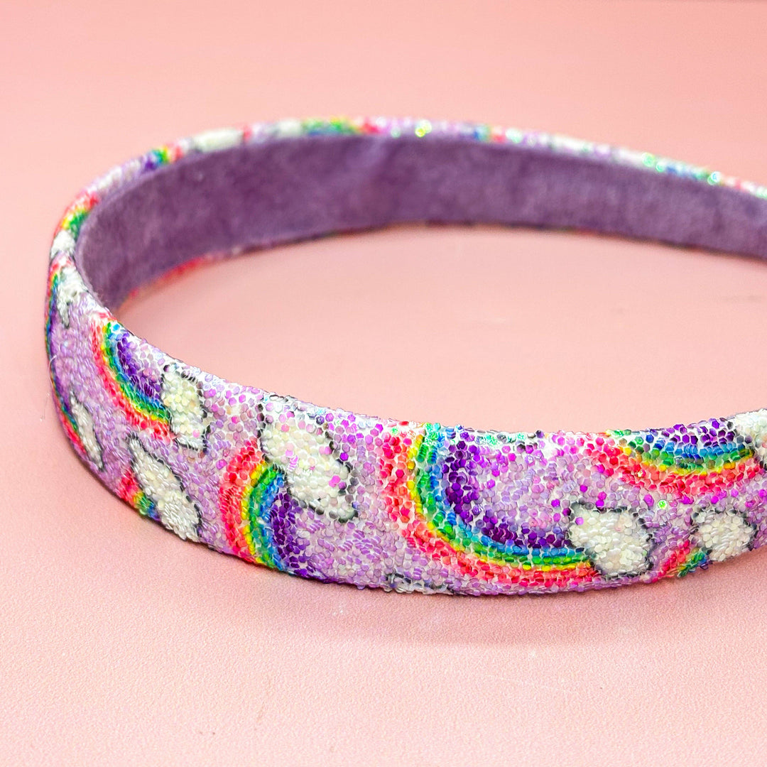 Rainbow Glitter Headband - Kids Hair Accessories: Purple