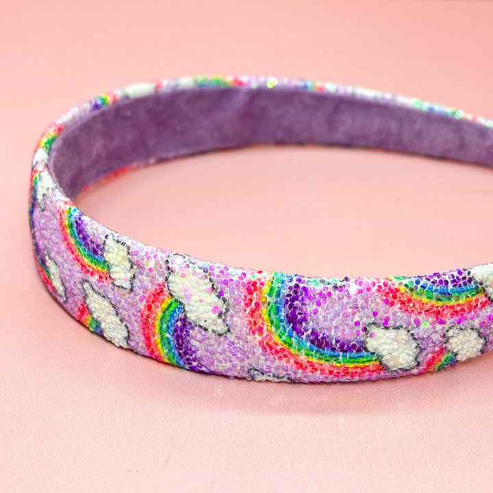Rainbow Glitter Headband - Kids Hair Accessories: Purple